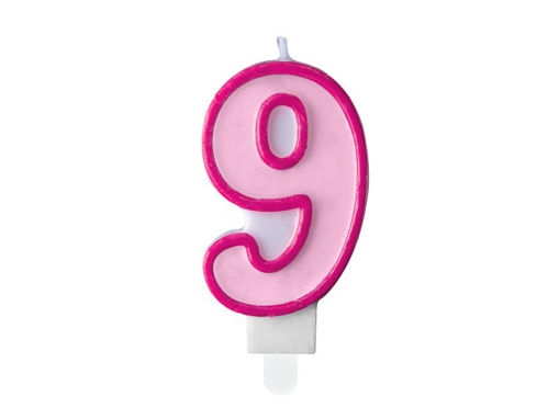 Picture of BIRTHDAY CANDLE PINK NUMBER 9
